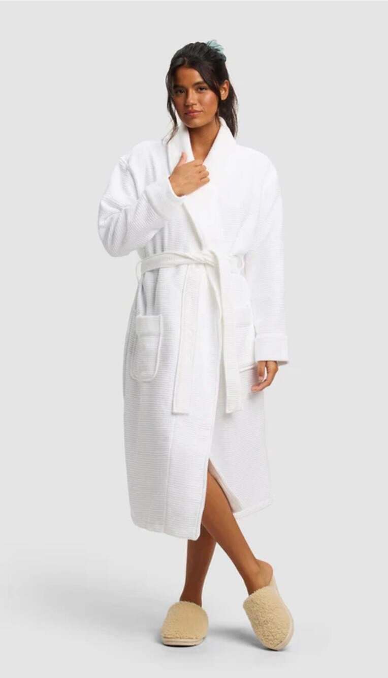 Cozy Earth Waffle Bath Robe White  XL